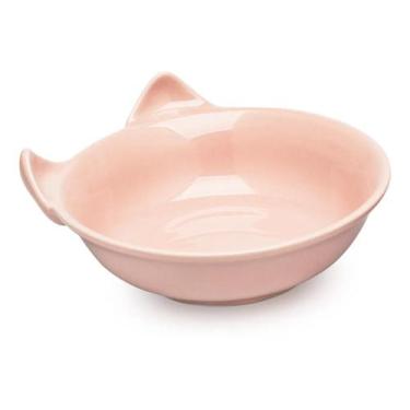 Imagem de Comedouro Para Gato Rosa Porcelana Tigela 320ml Prato Pet - PORCELANA 