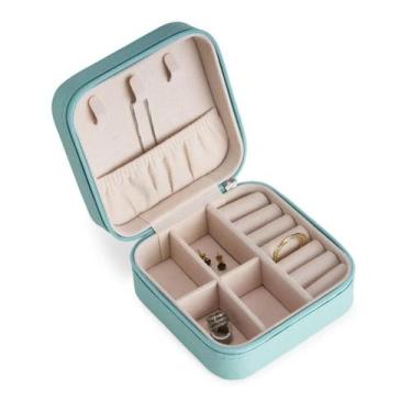 Imagem de Porta Jóias Portátil Viagem Estojo Maleta Caixa Couro Zíper - Sweet Ho