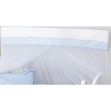 Imagem de Mosquiteiro Com Bandô Berço Americano Chevron Azul - Tropical Baby