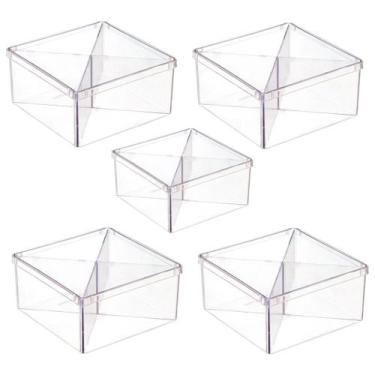 Imagem de 5 Caixas Acrílica Organizadora Com Divisória Kit Utilidades - OLDANI