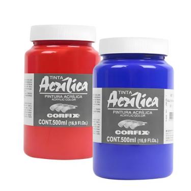 Imagem de 2 Tintas Acrílicas Corfix para Tela 500ml G1 Escolha a Cor 