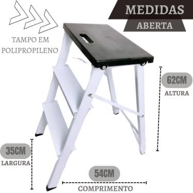 Imagem de Escada Banqueta 3 Degraus Banco Dobravel