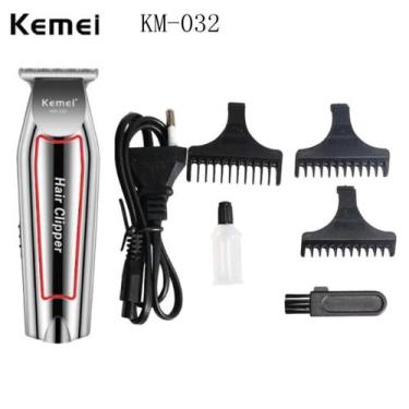 Imagem de Maquininha de barba e cabelo Bivolt Kemei KM-032 Recarregável Profissi