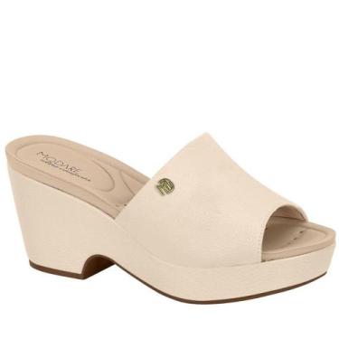 Imagem de Tamanco Feminino Salto Alto Anabela Conforto Modare 7137.123, Creme na
