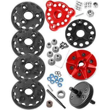 Imagem de RCarmubWow RC Upgrades Part for 1/10 Slash/Rustler/Stampede/Bandit 2WD VXL,48P 76T 83T 86T 90T Spur Gear &Transmission Gear &Slipper Clutch &Pressure Plate &Slipper Rebuild Kit,Red