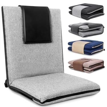 Imagem de FASTMOMENT Cadeira de chão com tecido repelente de água, cadeira de chão ajustável de 14 posições com suporte para as costas, assento portátil no chão, para adultos, assento dobrável de meditação com