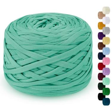 Imagem de LEREATI Fio de camiseta de 285 g para crochê 109 jardas fio de tecido de crochê grosso, fio de camiseta de tricô para bolsa de crochê, cobertor, cesta, projetos faça você mesmo, decoração de casa