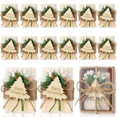 Imagem de Hoolerry Sabonete perfumado feito à mão, lembrancinha de Natal, sabonetes artesanais, conjunto de decorações de Natal para meias de Natal, feliz para o Natal (cor creme, 12)