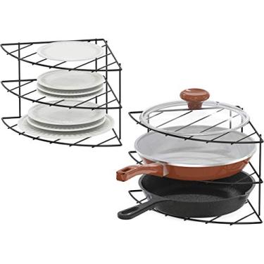 Imagem de DecoBros – Organizador de prateleira de canto de armário e balcão de 3 camadas, preto