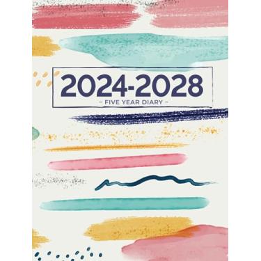 Imagem de 5 Year Diary 2024-2028 | A4 Abstract Watercolour (Hardcover): Month to View Planner with UK Holidays, Moon Phases, Birthdays & Celebrations, Contacts, Passwords (Five Years)