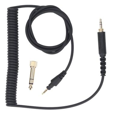 Imagem de Yunseity Cabo de som de fone de ouvido, cabo de som de extensão de mola longa com plugue de 3,5 mm adaptador de 6,3 mm, compatível com DJ HDJ CUE1 HDJ CUE1BT HDJ X5 HDJ X7 HDJ S7, para cabines de DJ,