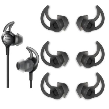 Imagem de TSZYYM Pontas de substituição para fones de ouvido Bose Soundsport (C 3 pares preto) Silicone lavável e reutilizável para Bose Sound Sport pontas de substituição para fones de ouvido Bose QC20/QC30