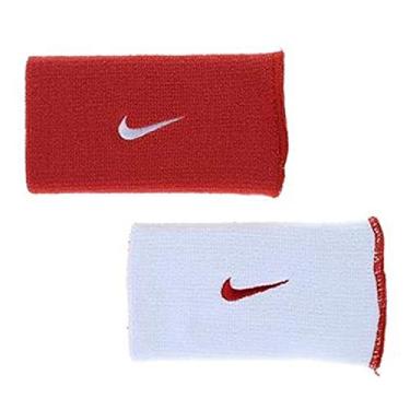 Imagem de NIKE DRIFIT HOME & AWAY DOUBLEWIDE WRISTBANDS- PACK OF 2( RED/WHITE)
