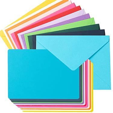 Imagem de Envelopes coloridos A7 e cartões em branco, 24 envelopes A7 e 24 cartões coloridos de 12 x 17 cm, para casamentos, convites, aniversário, chá de bebê (multicolorido)