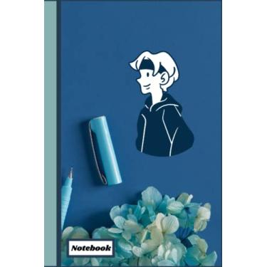 Imagem de blue color cover with flowers and pen sporty boy photo creative lined notebook with massage box headers and balloon footers contain also date-time and ... Cute girly Notebook for women 6 x 9 inches