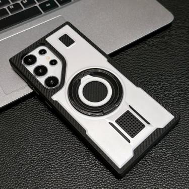 Imagem de Capa dobrável com anel para Samsung Galaxy S25 Ultra S25 Plus Capa com suporte para Samsung S24 Ultra S23 S22 A55 A54 A35 Capa de armadura, branca, para Samsung S23