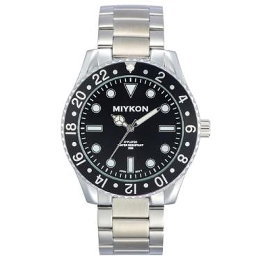 Imagem de Miykon Relógios de mergulho masculinos | Relógio analógico esportivo casual masculino com pulseira de aço inoxidável polido iônico | Ponteiros luminosos, vidro resistente a arranhões, quartzo japonês,