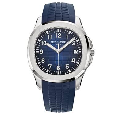 Imagem de TACTO Specht&Sohne Relógios automáticos masculinos com pulseira de borracha Miyota 8215 Movt Classic Mecânico Sport Relógio de pulso à prova d'água 42 mm, Azul, Mecânico
