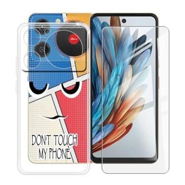 Imagem de YQINHHME Capa transparente para ZTE Nubia Music Z2353 (6,6 polegadas) com 1 protetor de tela de vidro temperado, capa de telefone fina e macia TPU à prova de choque X antiarranhões para ZTE Nubia