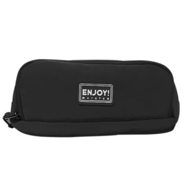 Imagem de Estojo Escolar 3 Compartimentos Bolso Interno Enjoy (Preto)
