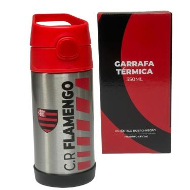 Imagem de Garrafa Térmica Inox CLICK Com Canudo 350ML OFICIAL FLAMENGO-Unissex