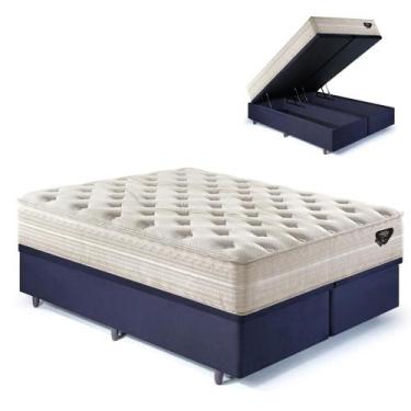 Imagem de Base Box Baú Bipartido Casal 138x188 Suede Preto com Colchão Audaz Mol