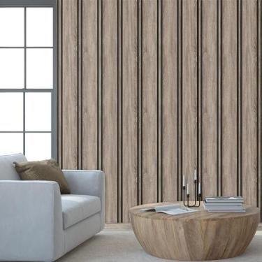 Imagem de Papel De Parede Ripas De Pinus Cinza Ripado Lavável Adesivo - LRP