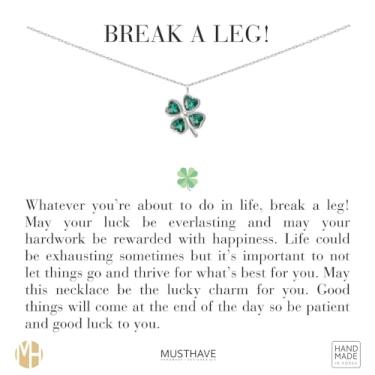 Imagem de MUSTHAVE Colar de trevo cúbico banhado a ouro 18K com cartão de mensagem, cor ouro branco, esmeralda, pingente da sorte, corrente de âncora, tamanho 40,6 cm + extensor de 5 cm (ouro branco), Banhado a