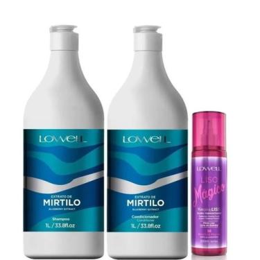Imagem de Kit Extrato de Mirtilo Shampoo + Condicionador 1 Litro + Fluído Liso M