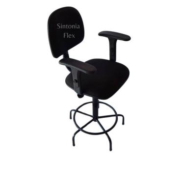 Imagem de Cadeira Secretaria Caixa Alta Braço Regulagem Altura Base