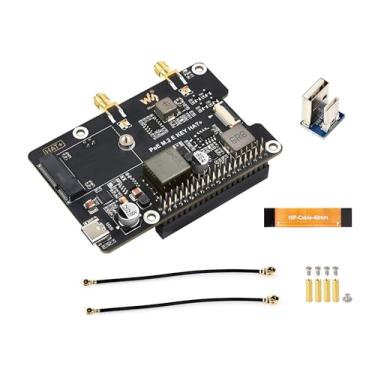 Imagem de Adaptador de chave Pi5 PCIe para M.2 E com função PoE compatível com Raspberry Pi 5, suporta tamanho 2230 NGFF (M.2 E Key) sem fio NIC-AX210/AX200/BE200/RTL8822CE e modos Gen2 e Gen3, padrão HAT+