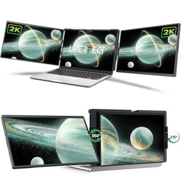 Imagem de UPERFECT Laptop Screen Extender, 2K 14 360° Patented Unique Swivel Hinge Triple Monitor, 2240x1400 QHD IPS Portable Dual Monitor for 13.3-17.3'' Laptops, Plug & Play with Mac, Wins, Androi