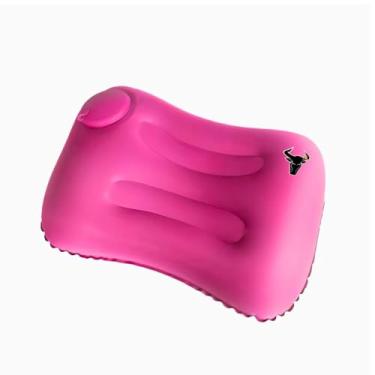 Imagem de Travesseiro de Viagem Inflável Rosa – Almofada Portátil e Compacta para Avião, Carro e Ônibus – Conforto e Suporte Ergonômico para o Pescoço