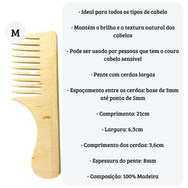 Imagem de Pente de Madeira Anti Frizz para Cabelos Lisos e Cacheados Santa Clara
