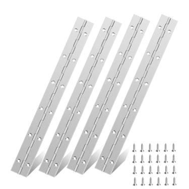 Imagem de Dobradiças contínuas e de piano de 16/8/10/12 polegadas, dobradiças de piano resistentes de aço inoxidável para barcos, armários, caixa de armazenamento, furos pré-perfurados e parafusos incluídos