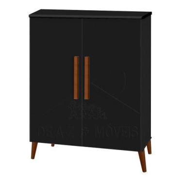 Imagem de Buffet Aparador Colombia 2 Portas Balcão Retrô Preto Fosco - PASSE BEM