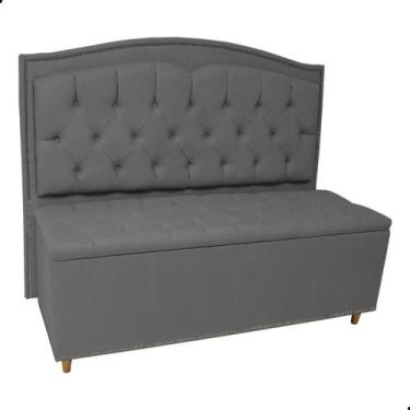 Imagem de Kit Cabeceira e Calçadeira Com Baú 195 cm King Casal Diana Suede - Fin