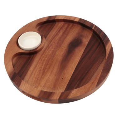 Imagem de Tábua Redonda com Molheira Acácia 40cm - A\CASA