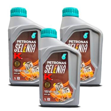 Imagem de Kit Troca 3 L Óleo de Motor Petronas Selenia K Sae 15w40 Api Sp Semissintetico