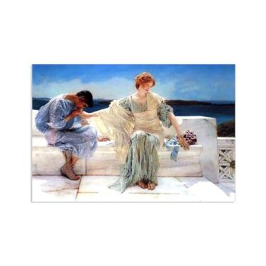 Imagem de Pôster Ask Me No More de Lawrence Alma Tadema Prints, reprodução de pintura a óleo, impressão giclée em tela, arte de parede pronta para pendurar para decoração de quarto de casa. 30 x 20 cm (12 x 8