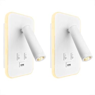Imagem de 2 Arandela Cabeceira Para Leitura Foco Móvel Led Usb Bet79