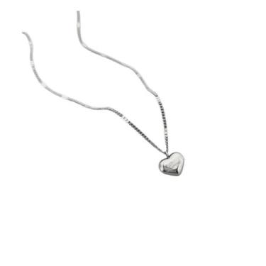 Imagem de Dark Water Collections Colar com pingente de coração gravado em ouro 18K com corrente cubana de 39,4 cm, One Size, Aço inoxidável, Sem Pedra Preciosa