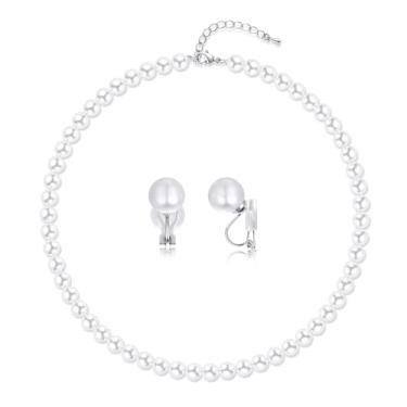 Imagem de Aleasha Colar redondo de pérolas falsas para mulheres branco preto 4 mm 6 mm 8 mm 10 mm joia de casamento pérola, 8mm, Vidro, Pérola sintética