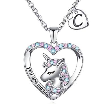 Imagem de Hidepoo Presentes de unicórnios para meninas adolescentes, colar de unicórnio banhado a ouro branco 14 K, coração de zircônia cúbica You Are Magical, joias para meninas, presentes de unicórnio com