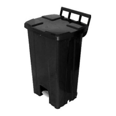 Imagem de Lixeira Quadrada Plastica De 100 Litros Com Roda E Pedal
