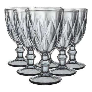 Imagem de Jogo Taças 340ml Diamond Vidro 6 Peças Água Vinho Suco (Fumê)