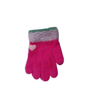 Imagem de Luvas de Lã Infantil Frio Inverno Menina com Coração - GLOVES, Pink