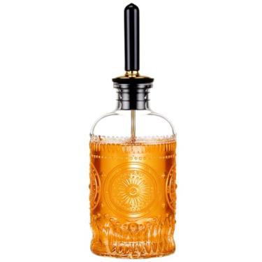 Imagem de Baalaka 1 garrafa dispensadora de xarope de café de vidro de 200 ml, garrafas simples de xarope com bico de metal, dispensador de xarope para acessórios de barra de café, óleo de xarope de mel e