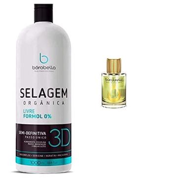 Imagem de Selagem Capilar Silk 3D Semi Definitiva Orgânica Sem Formol 1000ml - Borabella - Alisamento Profissional com Brilho Espelhado e Óleo de Argan