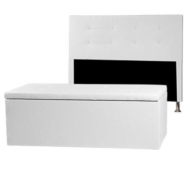 Imagem de Kit Cabeceira E Cal��adeira Baú Casal 1,40m Berlim Material Si